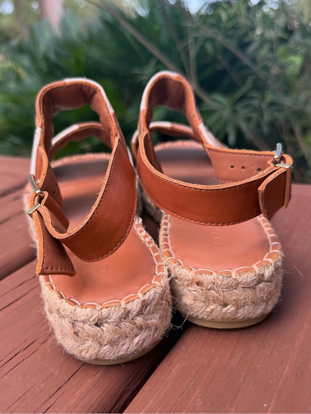ALOHAS Scacchi Leather Platform Sandals Camel Ivory US 10 $178 - Picture 5 of 8